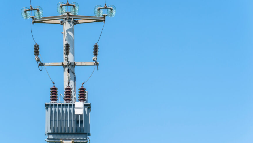 Electric Transformer on Electric Pole Image